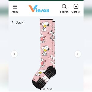 Set Of 3 Viasox- Snoopy, Floral, Butterfly, Medium/Large Compression Socks